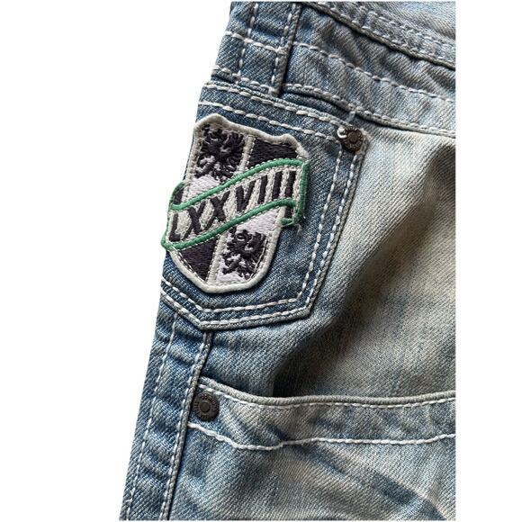 Vintage Rare Y2K Pelle Pelle By Marc Buchanan Embroidered Denim Shorts Sz. 42 - Picture 5 of 6